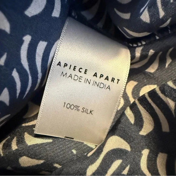 Apiece Apart Isla Wide Leg Jumpsuit 100% Silk Block Print Size 2 - Picture 15 of 16